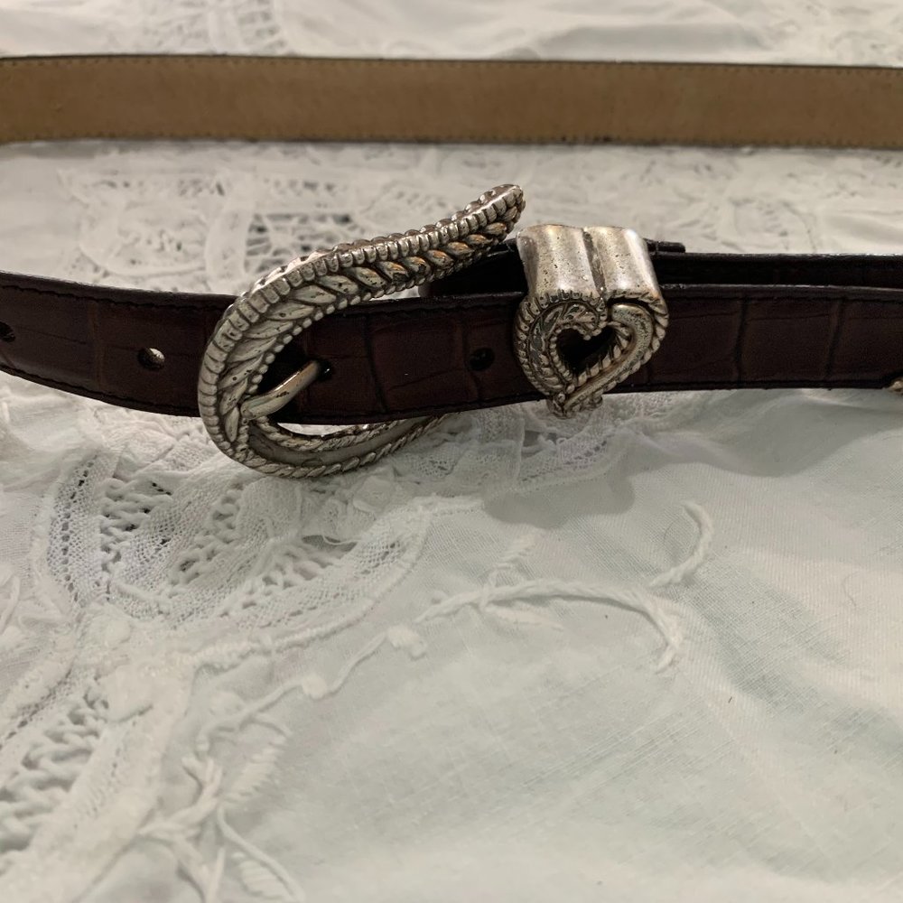 Galaxy Women's Deep Brown Leather Belt with Heart  M